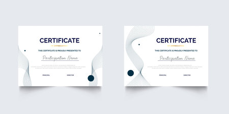 Professional Certificate Appreciation or Awardee Template Design with Geometric Style. Set of Elegant diploma certificateのイラスト素材
