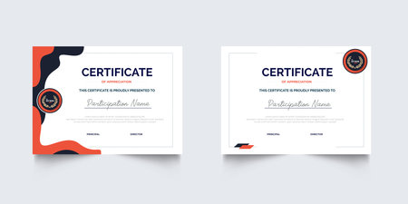 Professional Certificate Appreciation or Awardee Template Design with Geometric Style. Set of Elegant diploma certificate template designのイラスト素材