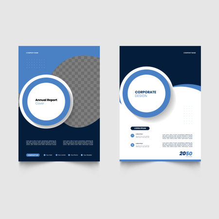 Business Creative Cover Template. Modern business annual report set cover flyer design with geometric gradient triangle signのイラスト素材