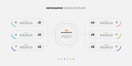 Business data visualization. timeline infographic icons designed for abstract background template. infographic business presentation template with 6 options.のイラスト素材