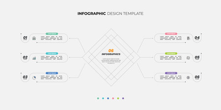 Business data visualization. timeline infographic icons designed for abstract background template. infographic business presentation template with 6 options.のイラスト素材
