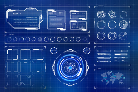 Futuristic Sci Fi User Interface Set. Abstract HUDのイラスト素材