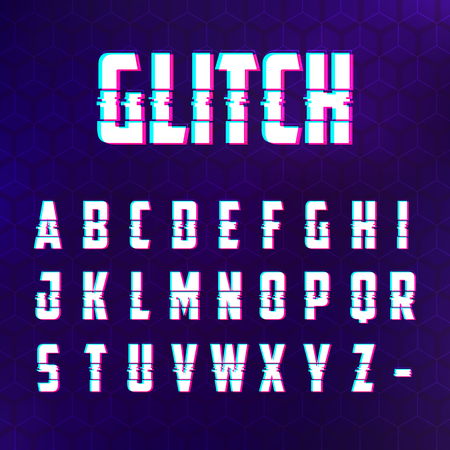 Glitch alphabet lettering.のイラスト素材