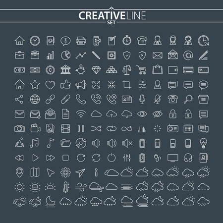 Universal Outline Icons Setのイラスト素材