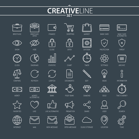 Outline Business and Finance Icons Setのイラスト素材