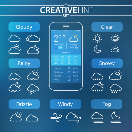 Weather Ui Set for Mobile and Web. Eps 10のイラスト素材