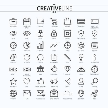 Business and Finance Universal thin icons.のイラスト素材