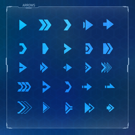 Futuristic and Sci-fi Design Arrow Icons Setのイラスト素材