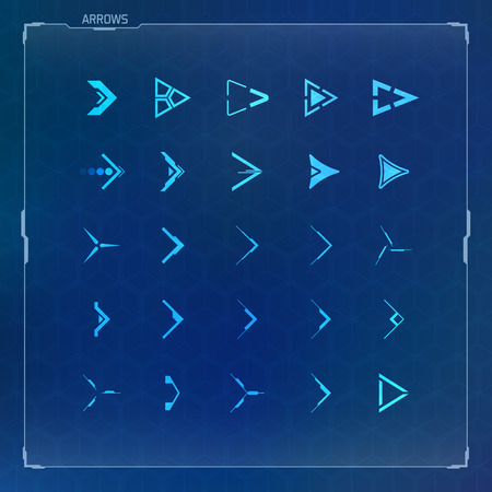 Futuristic and Sci-fi Design Arrow Icons Setのイラスト素材