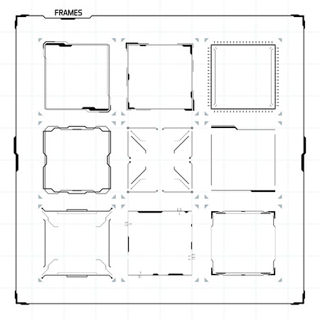 Sci Fi Futuristic HUD User Interface Square Frames Set. Abstract UI elementsのイラスト素材