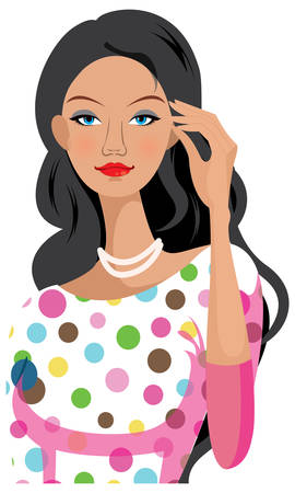 girl have a nice dress and necklace with black hairsのイラスト素材