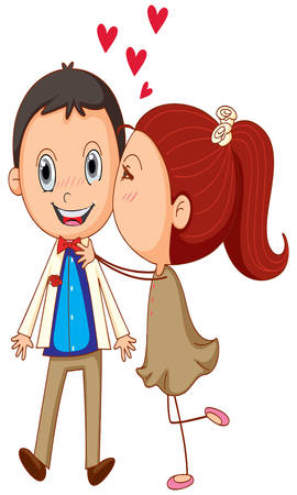 a girl kissing a boy on this valentine dayのイラスト素材