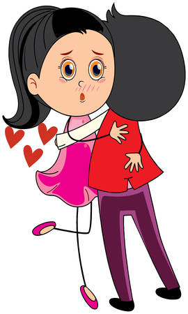 A girl hug to a boy with lot of loveのイラスト素材