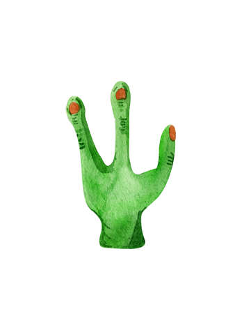 Hand drawn watercolor alien hand for Halloween:)の写真素材