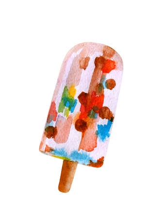 Beautiful watercolor hand drawn popsicle :)の写真素材