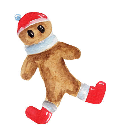 Watercolor illustration of a Christmas cookieの写真素材