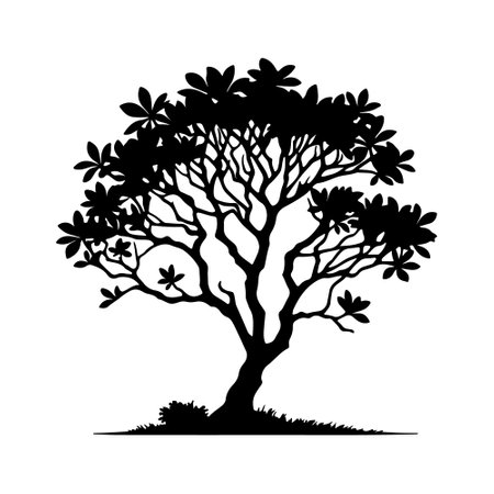Black Tree Silhouette isolated on White Background.のイラスト素材