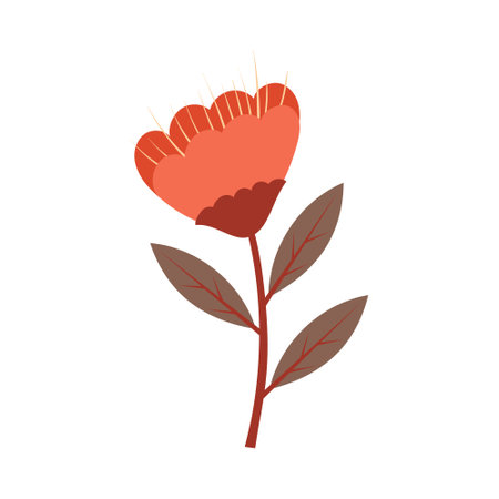 Abstract Shape Flower and Leaves Vector illustration on White Background.のイラスト素材