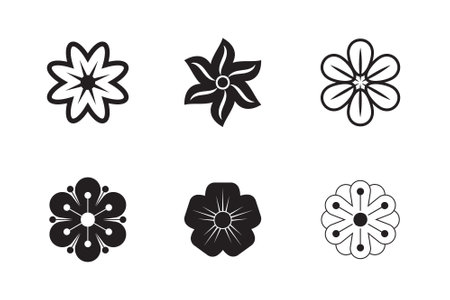 Flower Petals Black Vector illustration on White Background.のイラスト素材