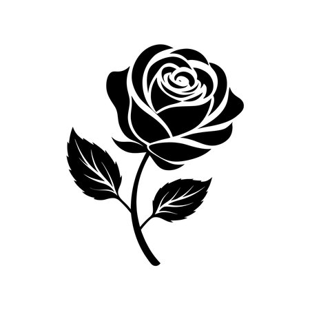 Rose Silhouette vector illustration on isolated white backgroundのイラスト素材