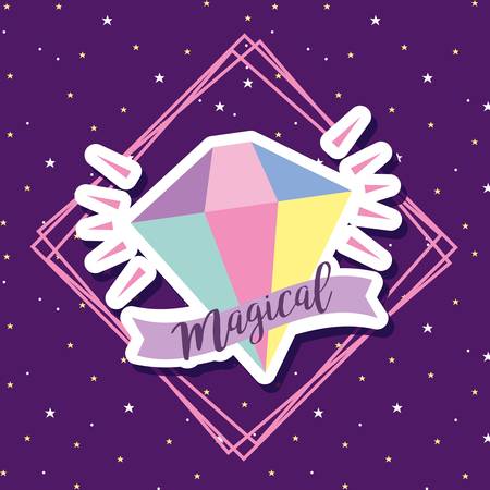 Magical fantasy card with diamond and space cartoons vector graphic digital imageのイラスト素材