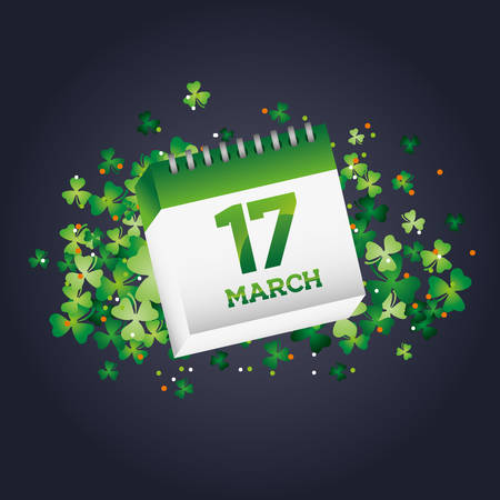 Happy saint patricks day card calendar with shamrocks vector image digital illustrationのイラスト素材