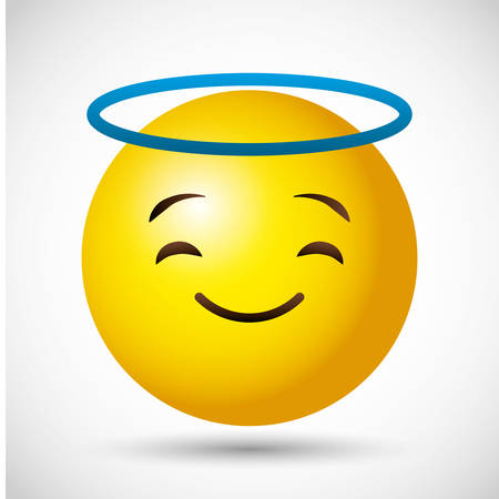 Emoji yellow round face emoticon wise vector digital illustration imageのイラスト素材