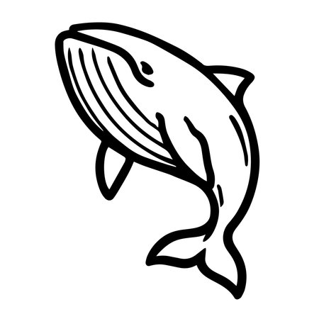 Whale doodle icon. Hand drawn illustration of whale vector icon for web designのイラスト素材