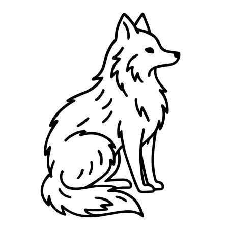 illustration of a doodle of a fox on a white backgroundのイラスト素材