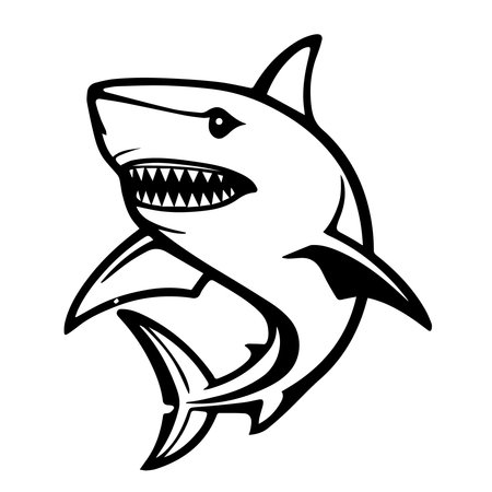 Shark. Vector illustration ready for vinyl cutting. Black and white.のイラスト素材