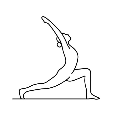 yoga pose icon over white background, line style, vector illustrationのイラスト素材