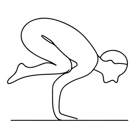 continuous line drawing of a woman doing yoga pose. Vector illustrationのイラスト素材