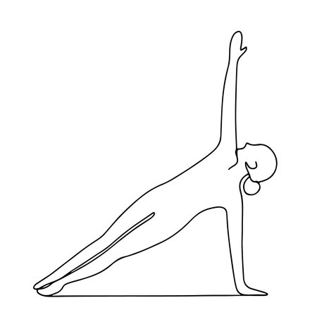 Yoga woman silhouette isolated on white background. Vector illustration in outline style.のイラスト素材