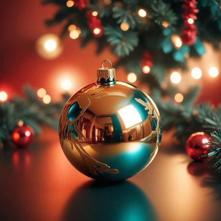 High-Detail Gold Holiday Decoration Reflecting Pale Lightの素材