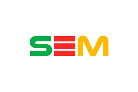 SEM icon logo for search engine marketing concept minimalist flat designのイラスト素材