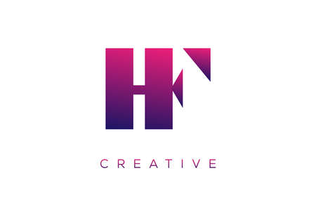 HF or FH  Combination letter creative color alphabet company logo vector icon designのイラスト素材