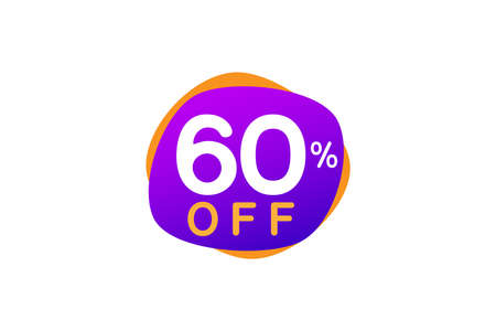 Sixty percent off or 60  percent Discount sale off tag logo design vector illustrationのイラスト素材