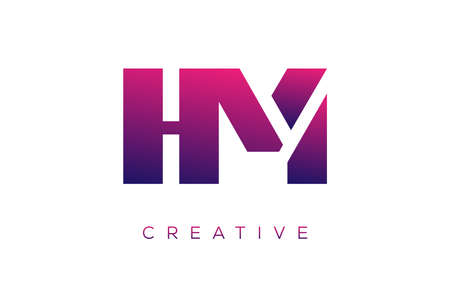HM or MH  Combination letter creative color alphabet company logo vector icon designのイラスト素材