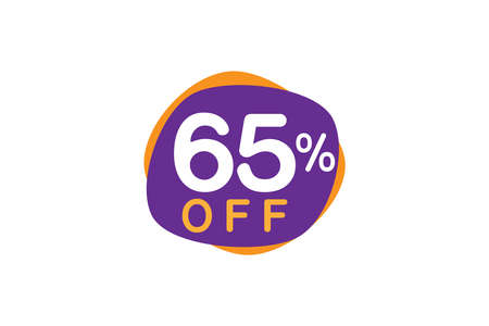 sixty five  percent off or 65 percent Discount sale off tag logo design vector illustrationのイラスト素材