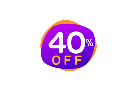 forty  percent off or 40 percent Discount sale off tag logo design vector illustrationのイラスト素材