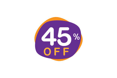 forty five  percent off or 45 percent Discount sale off tag logo design vector illustrationのイラスト素材