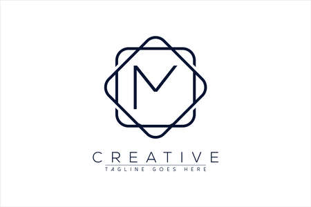 Luxury M Initial Logo frame symbol icon, Luxury and graceful floral monogram designのイラスト素材