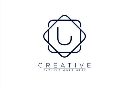Luxury U Initial Logo frame symbol icon, Luxury and graceful floral monogram designのイラスト素材