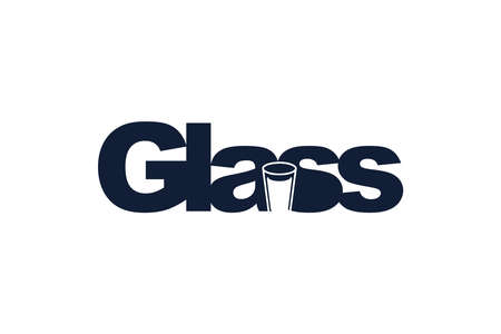 Glass Text typographic Logo with glass icon vector designのイラスト素材