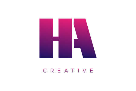 HA or AH  Combination letter creative color alphabet company logo vector icon designのイラスト素材