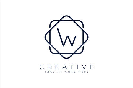 Luxury W Initial Logo frame symbol icon, Luxury and graceful floral monogram designのイラスト素材
