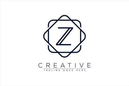 Luxury Z Initial Logo frame symbol icon, Luxury and graceful floral monogram designのイラスト素材