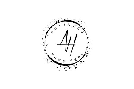 Initial AH monogram with circle and swoosh in black and whiteのイラスト素材