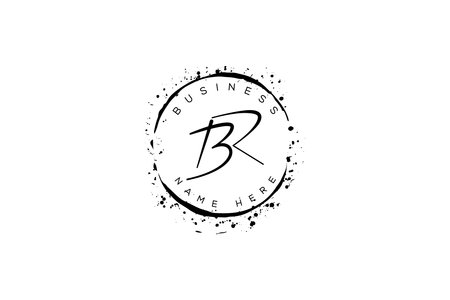 Initial Letter BR Design Vector Template. BR Letter Design with Circle Splashのイラスト素材
