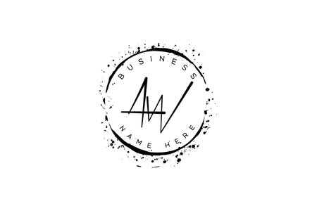 Initial Letter AW Design Vector Template. AW Letter Design with Circle Splashのイラスト素材